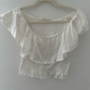 Shasa White Ruffle Crop Top